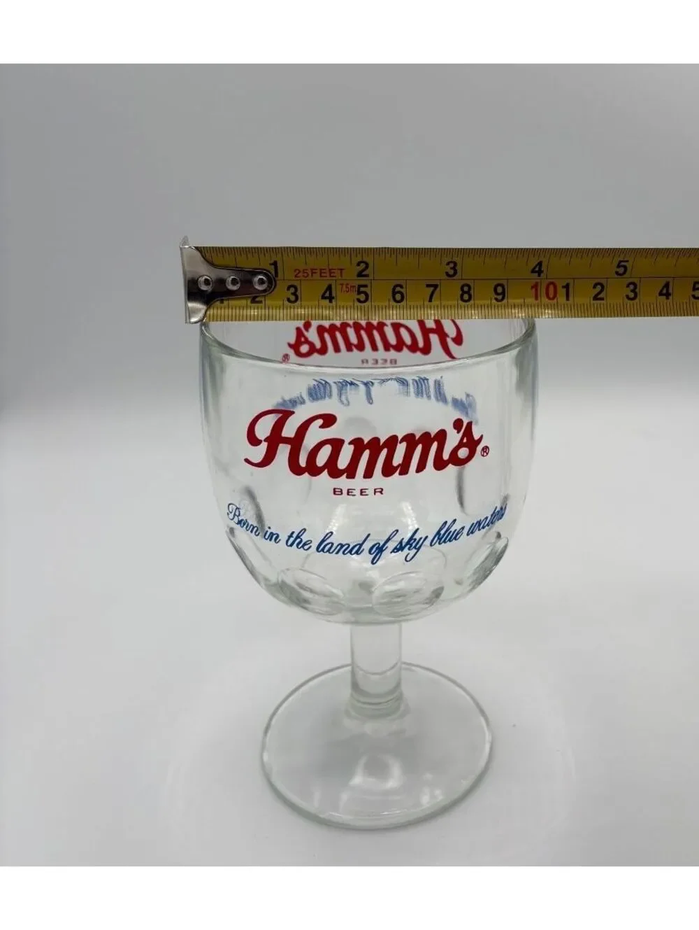 VTG Hamm’s Beer Goblet Glass Thumbprint Chalice From Land of Sky Blue Waters
